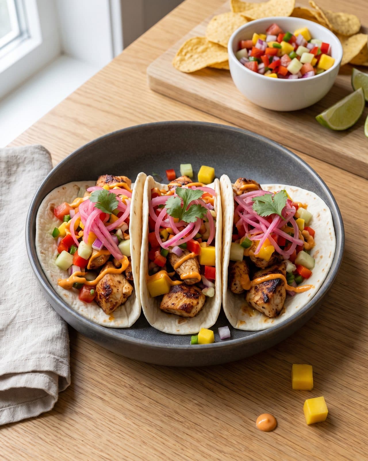 Kjúklingataco með mangó pico de gallo