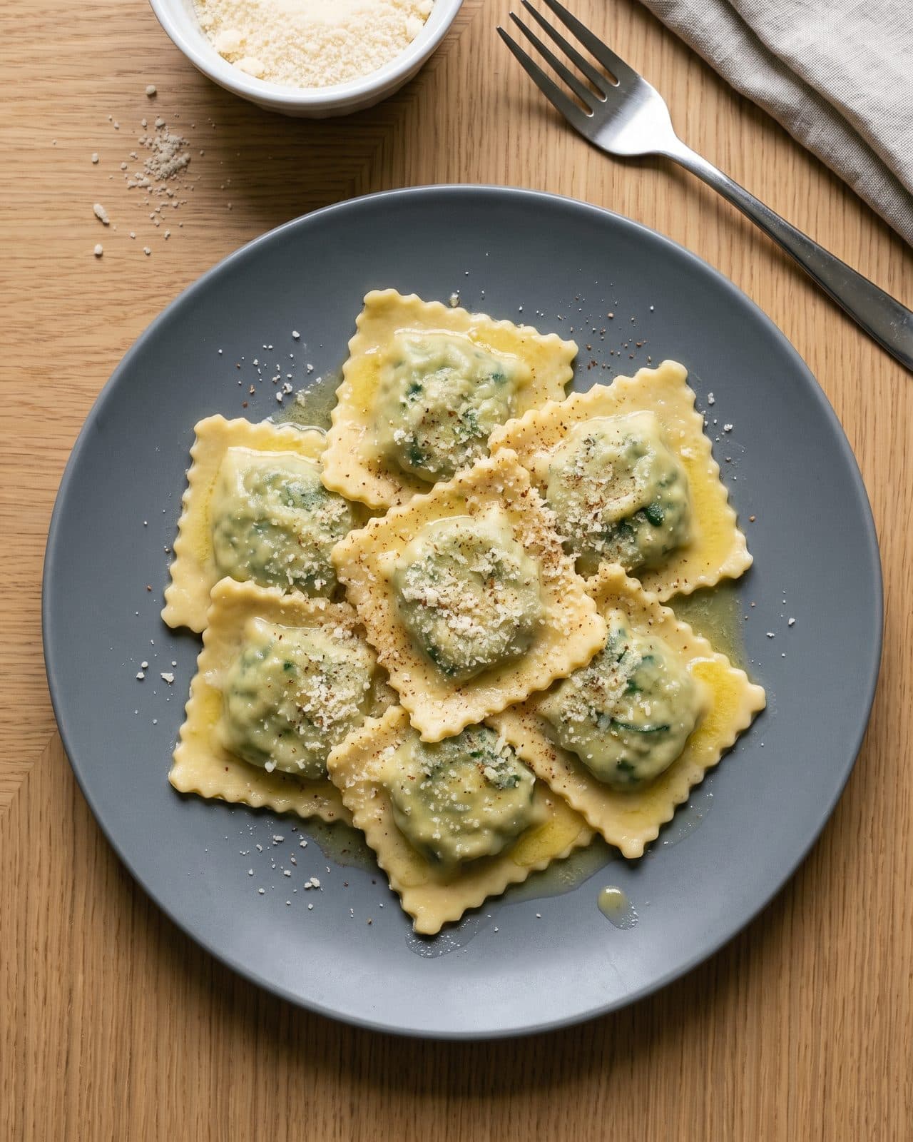 Ravioli með spínati og kotasælu