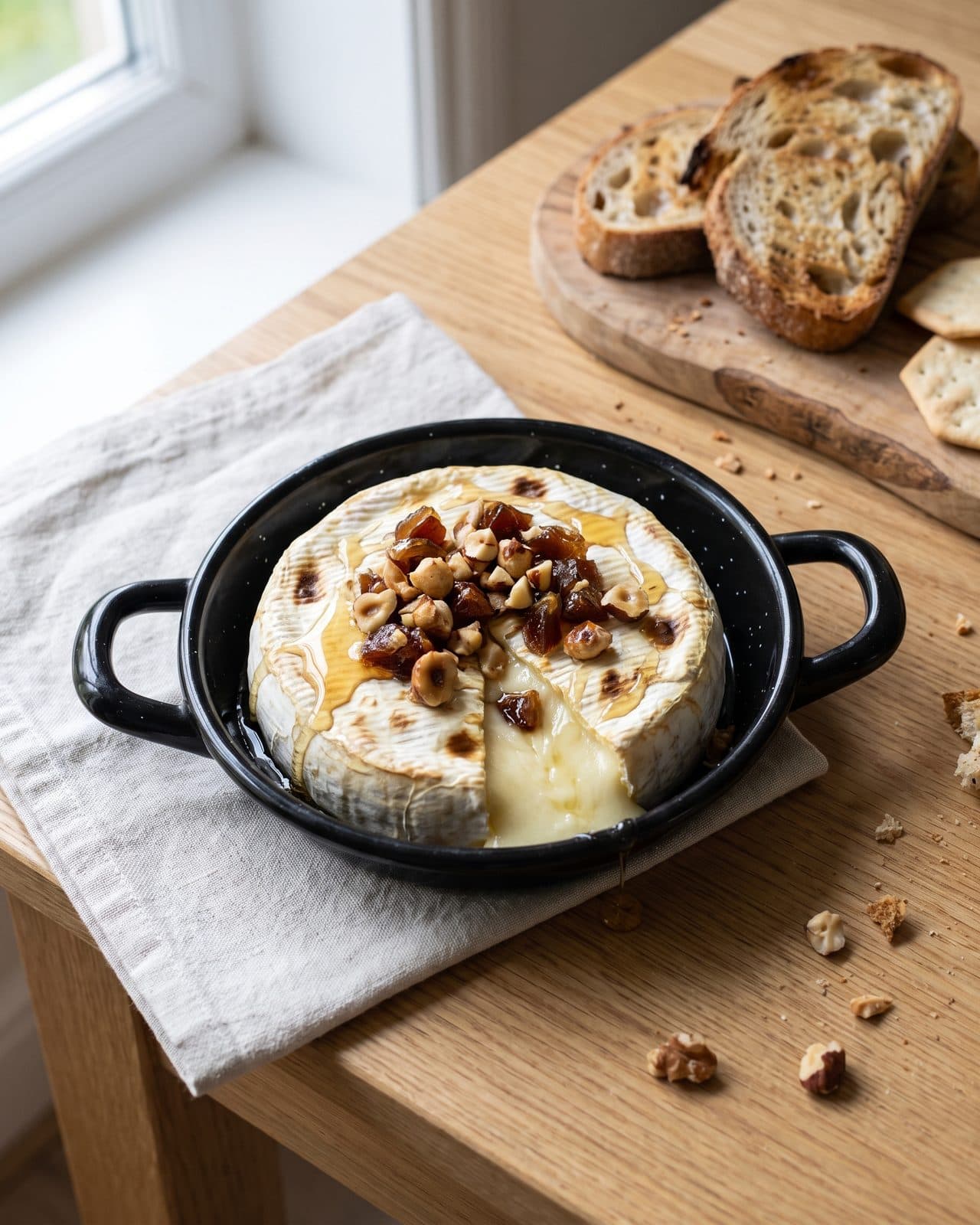 Bakaður camembert með hnetum og hunangi