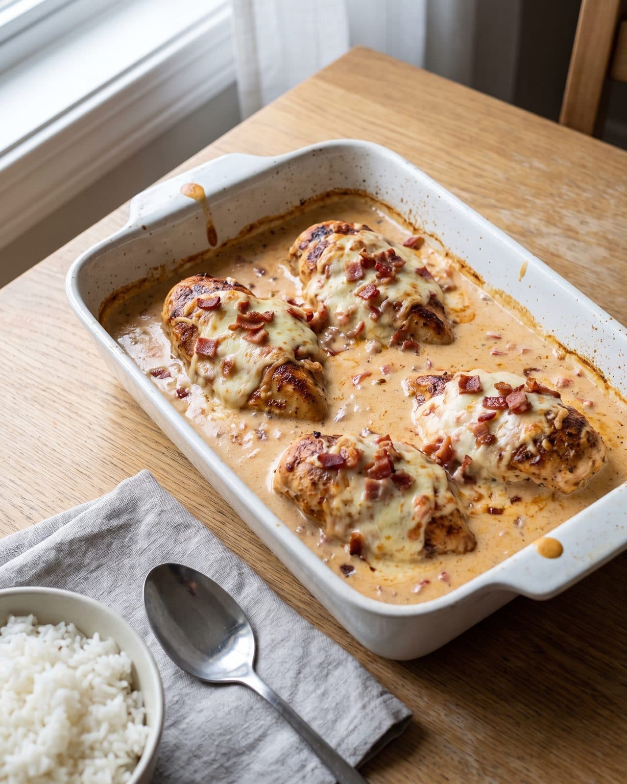 Bragðmikill kjúklingaréttur með beikoni og mozzarella