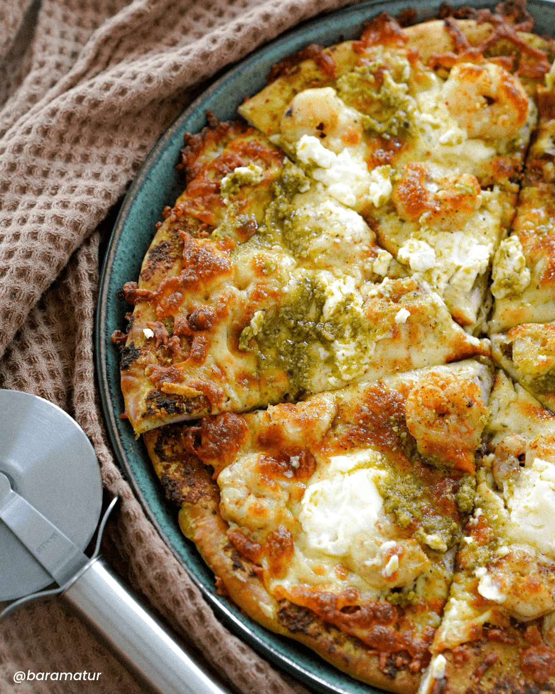 Pestó & Rækju Pizza